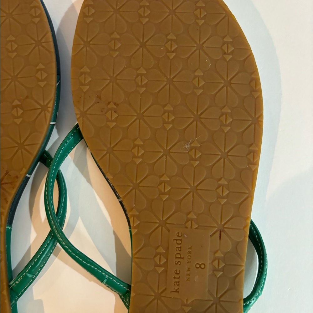 KATE SPADE Sz 8 Green Sandals with Tropical Design - Picture 7 of 10